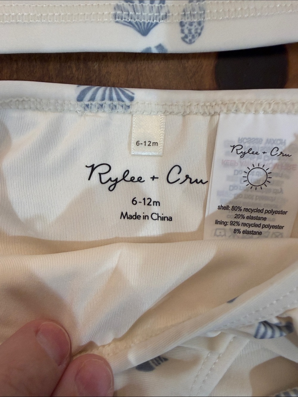Rylee + Cru Cream Rashguard Set with Blue Shell Print - Picture 2 of 4